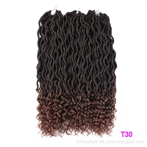 18 Inch 24 Strands Faux Locs Laux Crochet Hair Curly Ends Soft Synthetic Braid Hair